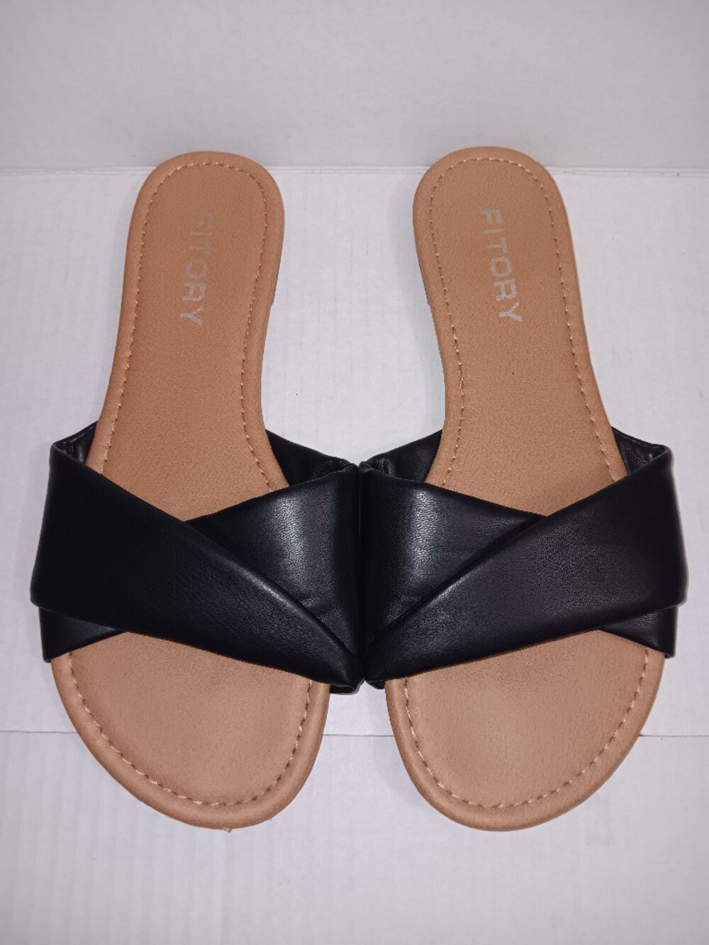 FITORY FAUX LEATHER SLIP ON FLATS/ SANDALS